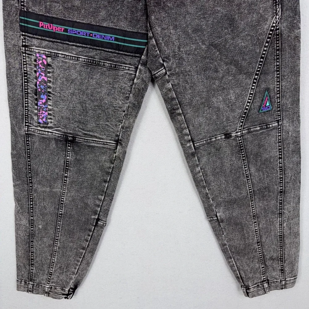 Pit Viper Mens Medium Gray Acid Wash Sport Denim Jogger Pants Streetwear Y2K